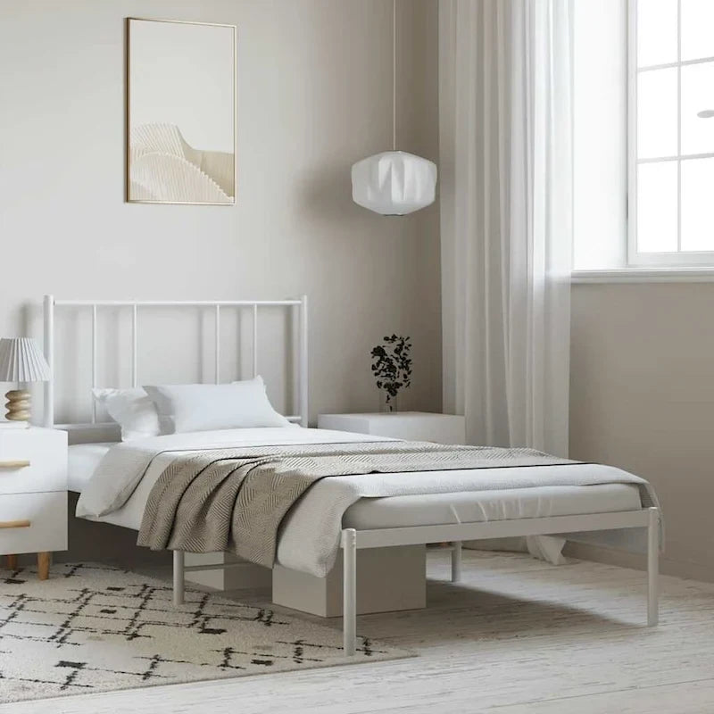 Cadre de lit en métal avec tête de lit, sans matelas