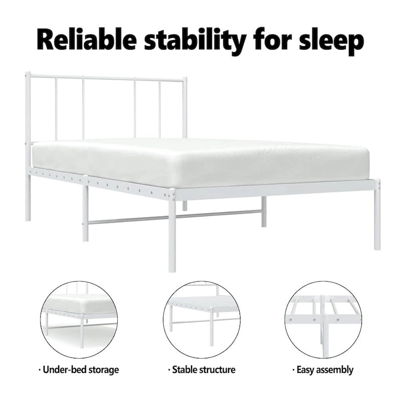 Cadre de lit en métal avec tête de lit, sans matelas