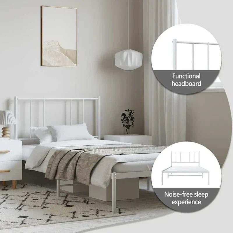 Cadre de lit en métal avec tête de lit, sans matelas