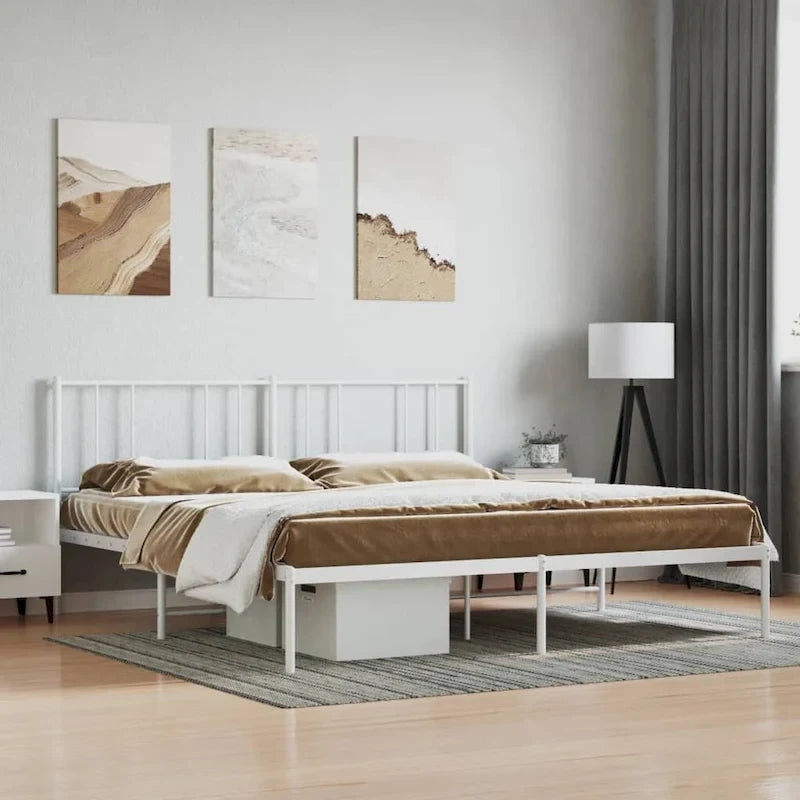 Cadre de lit en métal avec tête de lit, sans matelas