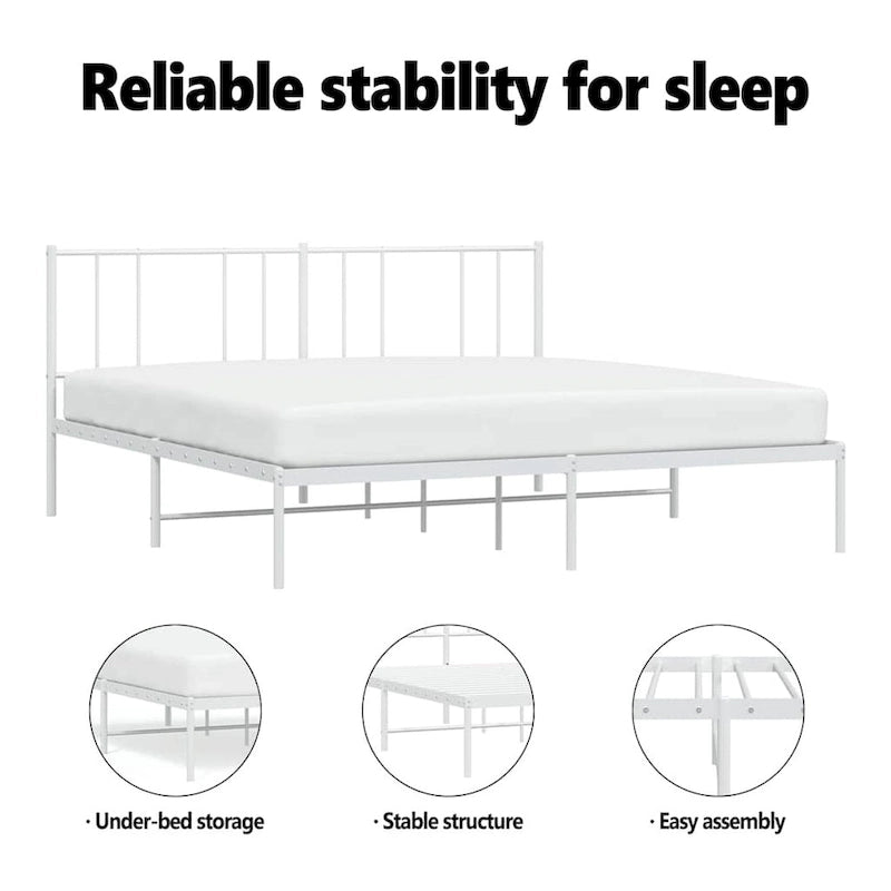 Cadre de lit en métal avec tête de lit, sans matelas