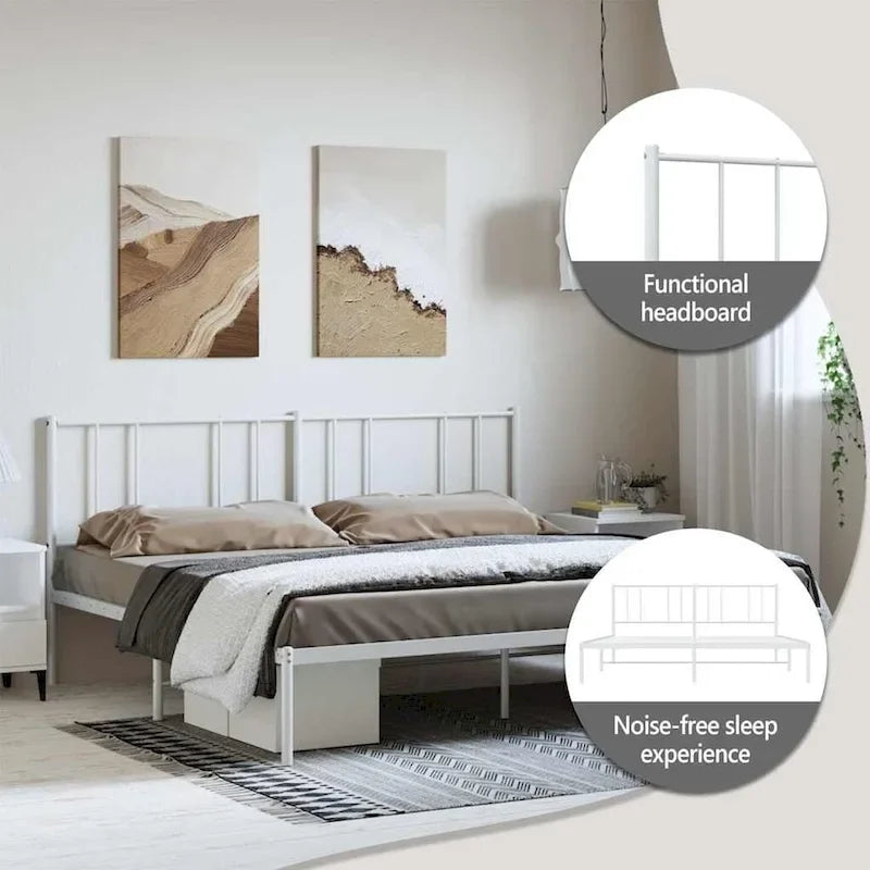 Cadre de lit en métal avec tête de lit, sans matelas