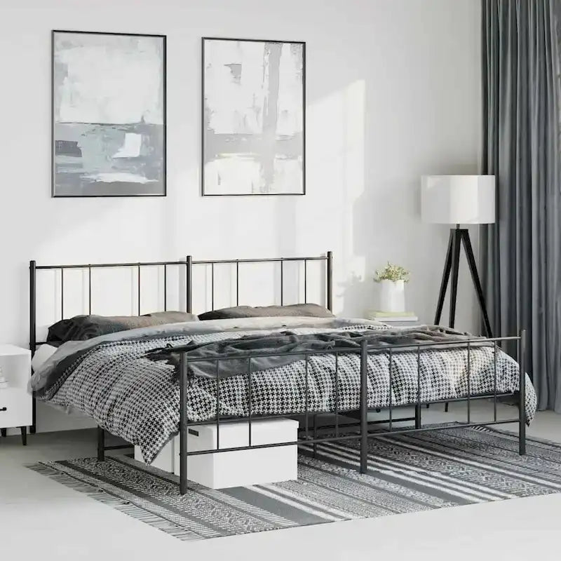 Cadre de lit en métal avec tête de lit, sans matelas