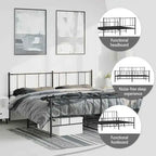 Cadre de lit en métal avec tête de lit, sans matelas