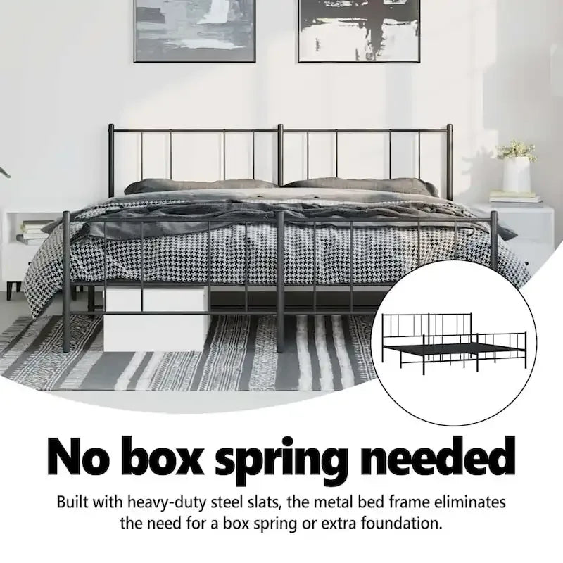 Cadre de lit en métal avec tête de lit, sans matelas