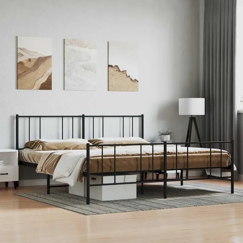 Cadre de lit en métal avec tête de lit, sans matelas