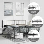Cadre de lit en métal avec tête de lit, sans matelas