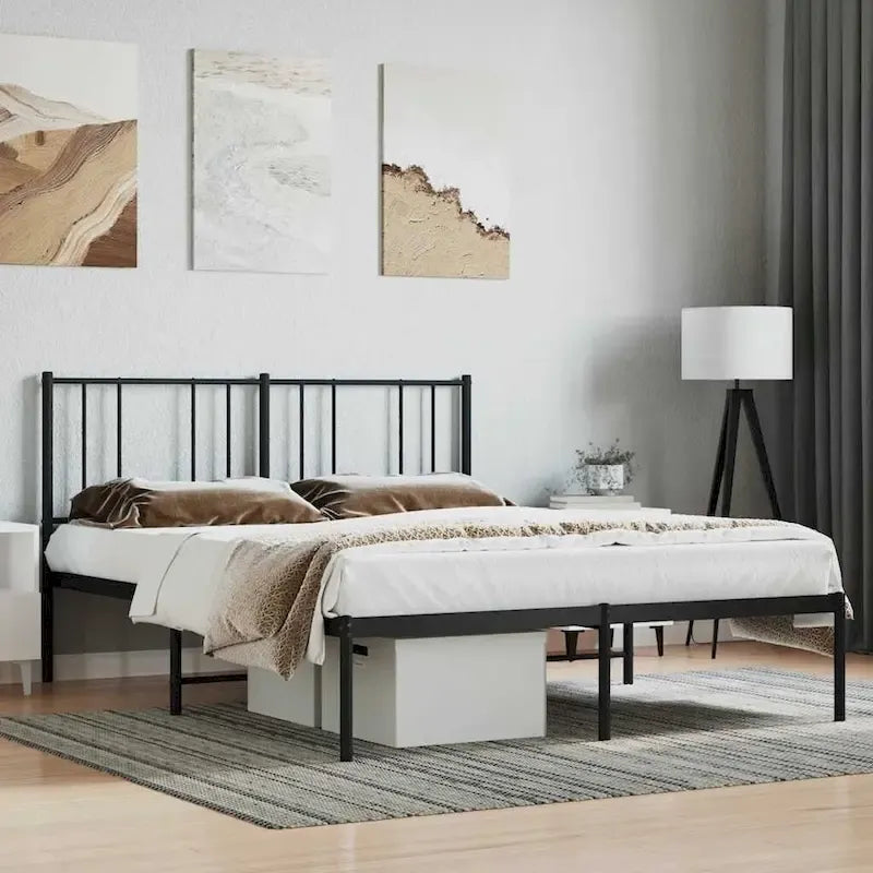Cadre de lit en métal avec tête de lit, sans matelas