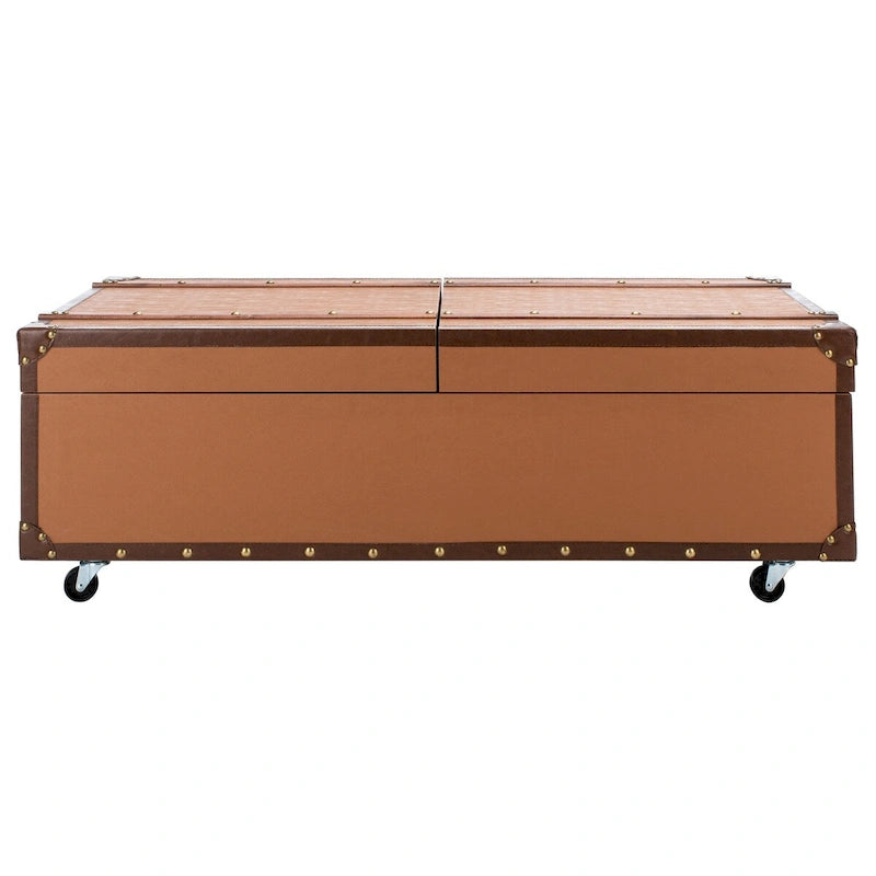 Table basse coffre de rangement Terese avec casier à vin - 120 L x 60 P x 39 H cm - 120x60x39 cm