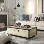 Table basse coffre de rangement Terese avec casier à vin - 120 L x 60 P x 39 H cm - 120x60x39 cm