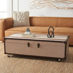 Table basse coffre de rangement Terese avec casier à vin - 120 L x 60 P x 39 H cm - 120x60x39 cm