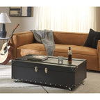 Table basse coffre de rangement Terese avec casier à vin - 120 L x 60 P x 39 H cm - 120x60x39 cm