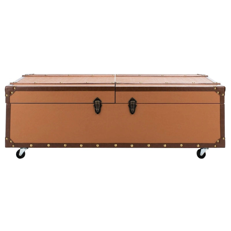 Table basse coffre de rangement Terese avec casier à vin - 120 L x 60 P x 39 H cm - 120x60x39 cm