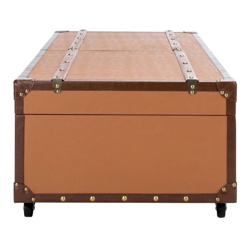 Table basse coffre de rangement Terese avec casier à vin - 120 L x 60 P x 39 H cm - 120x60x39 cm