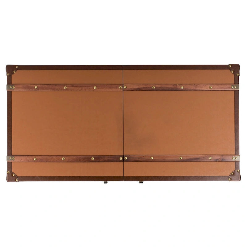 Table basse coffre de rangement Terese avec casier à vin - 120 L x 60 P x 39 H cm - 120x60x39 cm