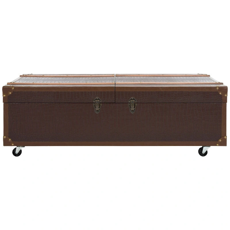 Table basse coffre de rangement Terese avec casier à vin - 120 L x 60 P x 39 H cm - 120x60x39 cm