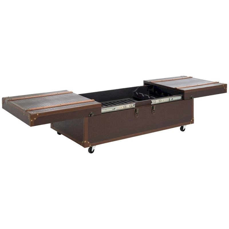 Table basse coffre de rangement Terese avec casier à vin - 120 L x 60 P x 39 H cm - 120x60x39 cm