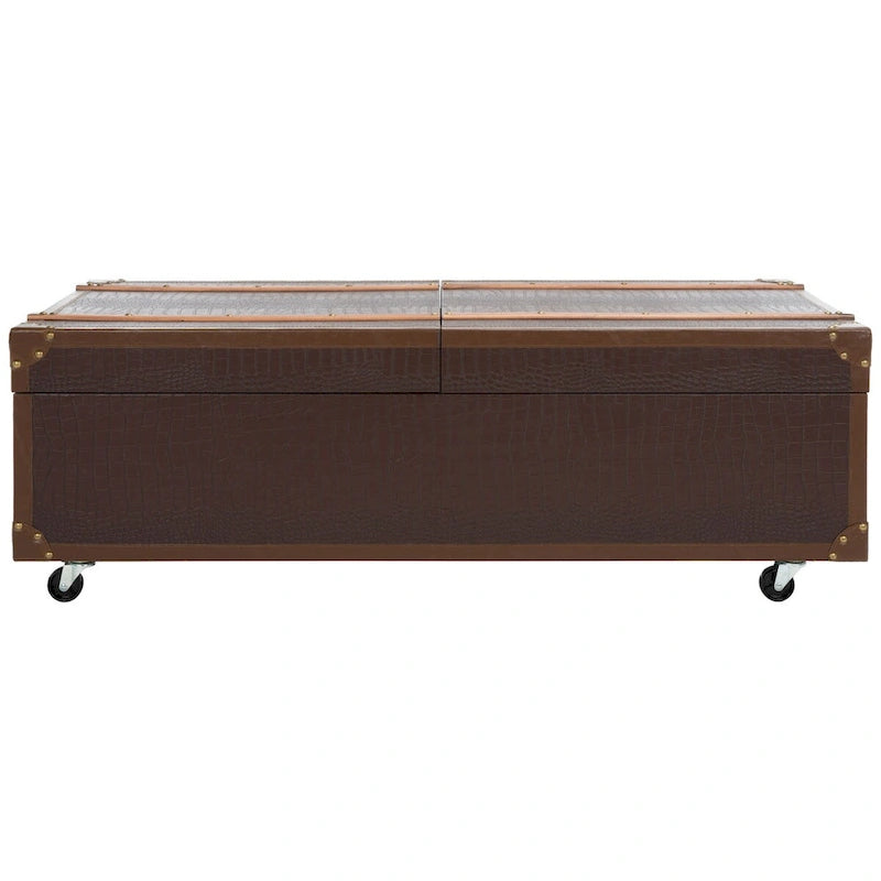Table basse coffre de rangement Terese avec casier à vin - 120 L x 60 P x 39 H cm - 120x60x39 cm