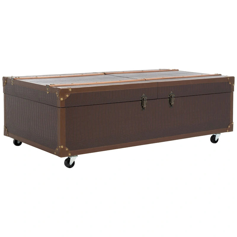 Table basse coffre de rangement Terese avec casier à vin - 120 L x 60 P x 39 H cm - 120x60x39 cm