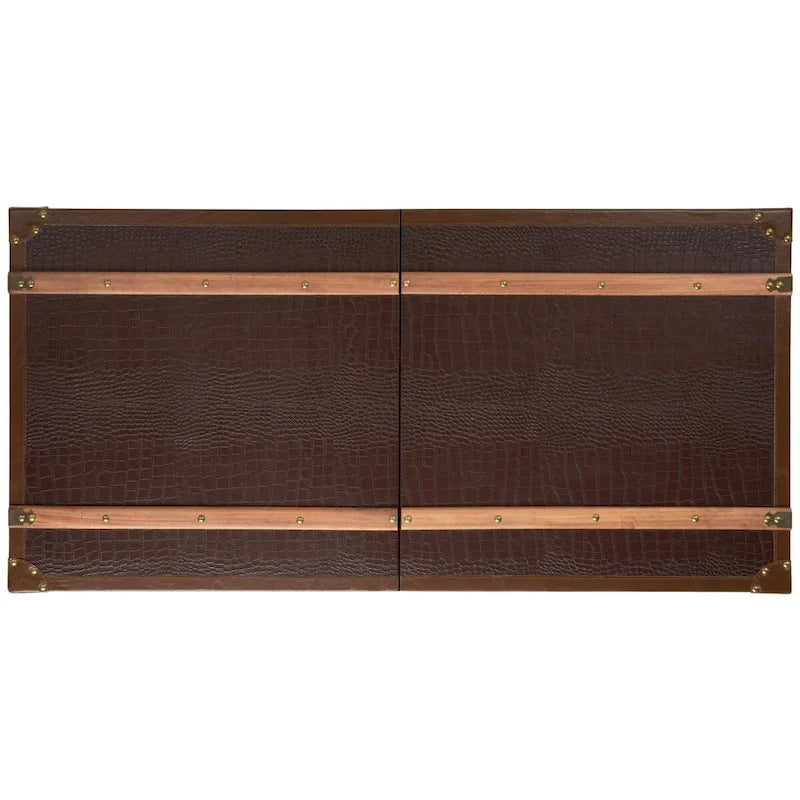 Table basse coffre de rangement Terese avec casier à vin - 120 L x 60 P x 39 H cm - 120x60x39 cm