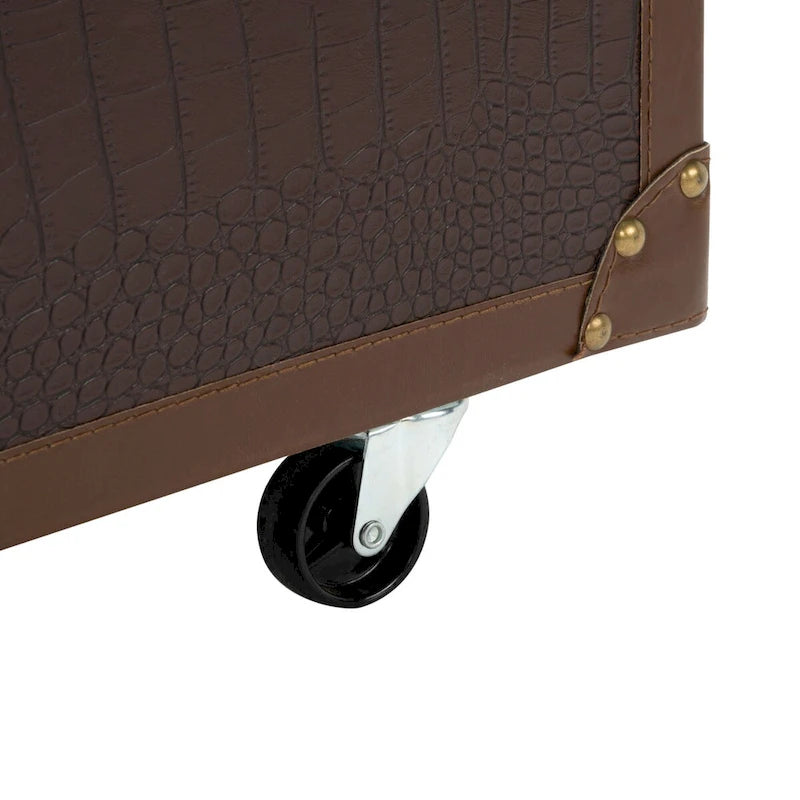 Table basse coffre de rangement Terese avec casier à vin - 120 L x 60 P x 39 H cm - 120x60x39 cm