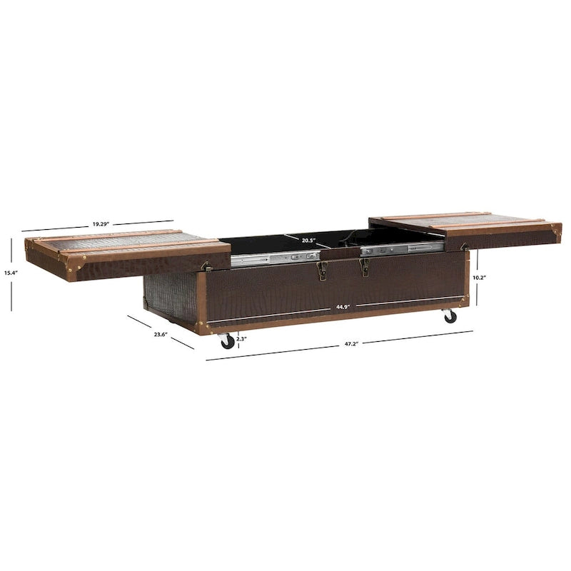 Table basse coffre de rangement Terese avec casier à vin - 120 L x 60 P x 39 H cm - 120x60x39 cm