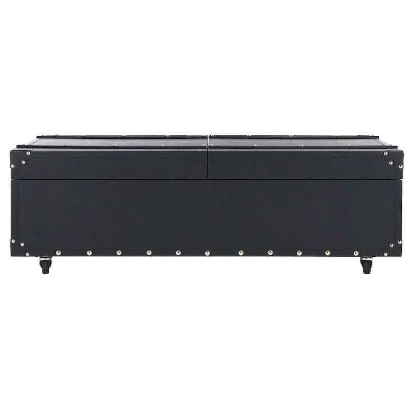 Table basse coffre de rangement Terese avec casier à vin - 120 L x 60 P x 39 H cm - 120x60x39 cm