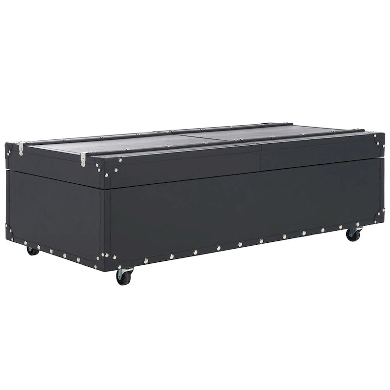 Table basse coffre de rangement Terese avec casier à vin - 120 L x 60 P x 39 H cm - 120x60x39 cm