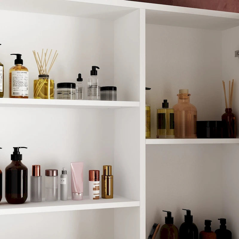 Coiffeuse lumineuse avec armoire de rangement et miroir pleine longueur