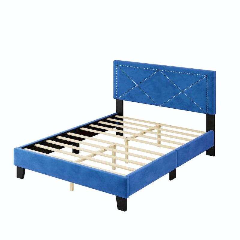 Cadre de lit rembourré Queen Size avec rivets