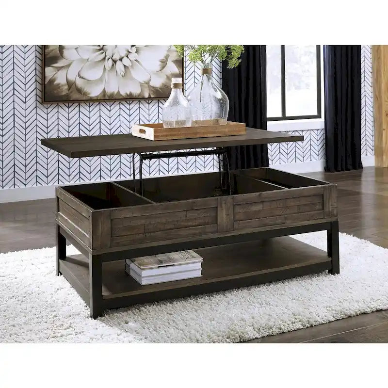 Grayish Brown Casual Rectangular Lift Top Cocktail Table