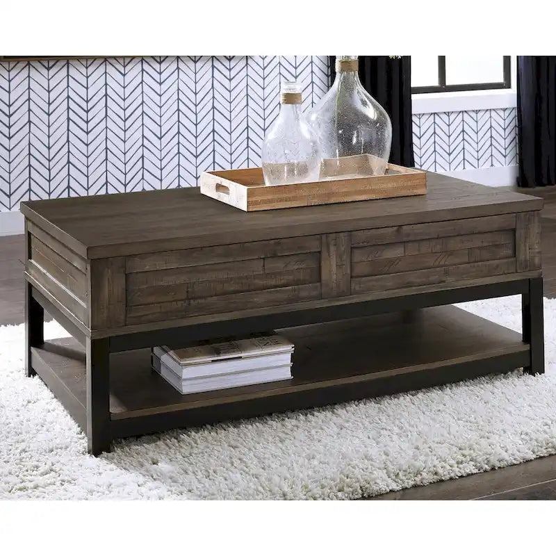 Grayish Brown Casual Rectangular Lift Top Cocktail Table