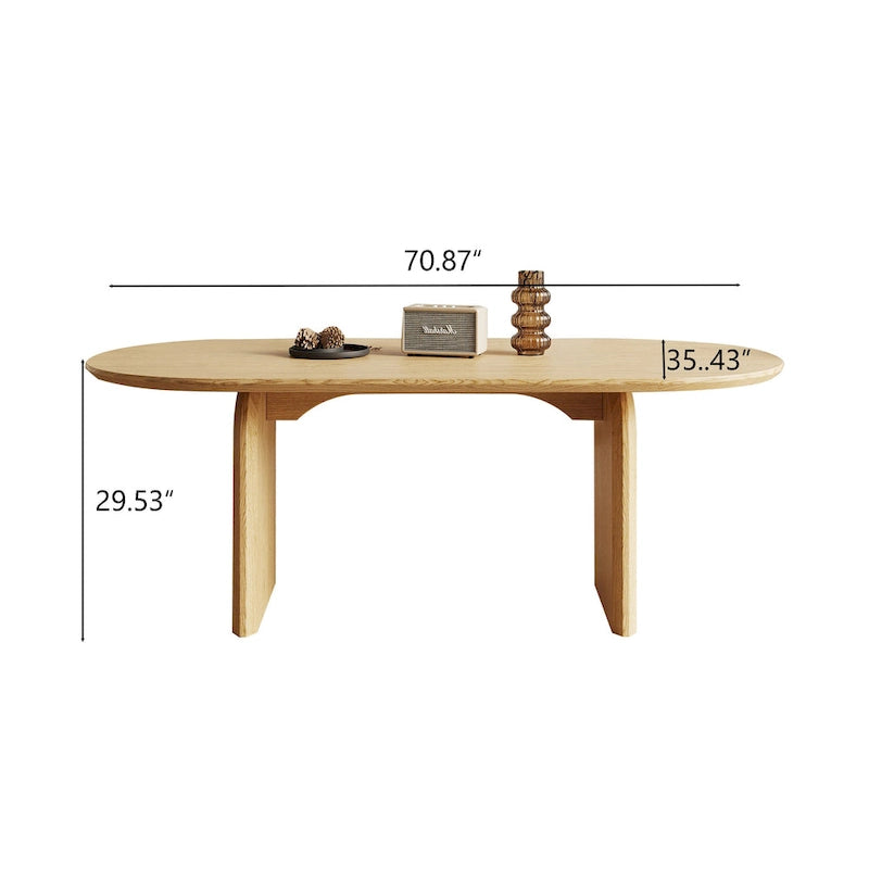 Table de salle à manger ovale moderne de 180 cm, Table de cuisine en bois massif pour 6 personnes - 180 x 90 cm