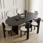Table de salle à manger ovale moderne de 180 cm, Table de cuisine en bois massif pour 6 personnes - 180 x 90 cm