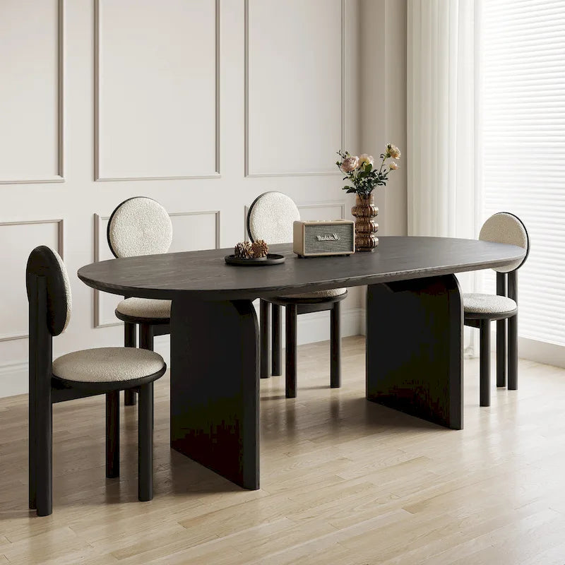 Table de salle à manger ovale moderne de 180 cm, Table de cuisine en bois massif pour 6 personnes - 180 x 90 cm