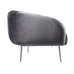 Canapé de 188 cm, coutures capitonnées, assise rembourrée, velours gris, argenté
