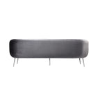 Canapé de 188 cm, coutures capitonnées, assise rembourrée, velours gris, argenté