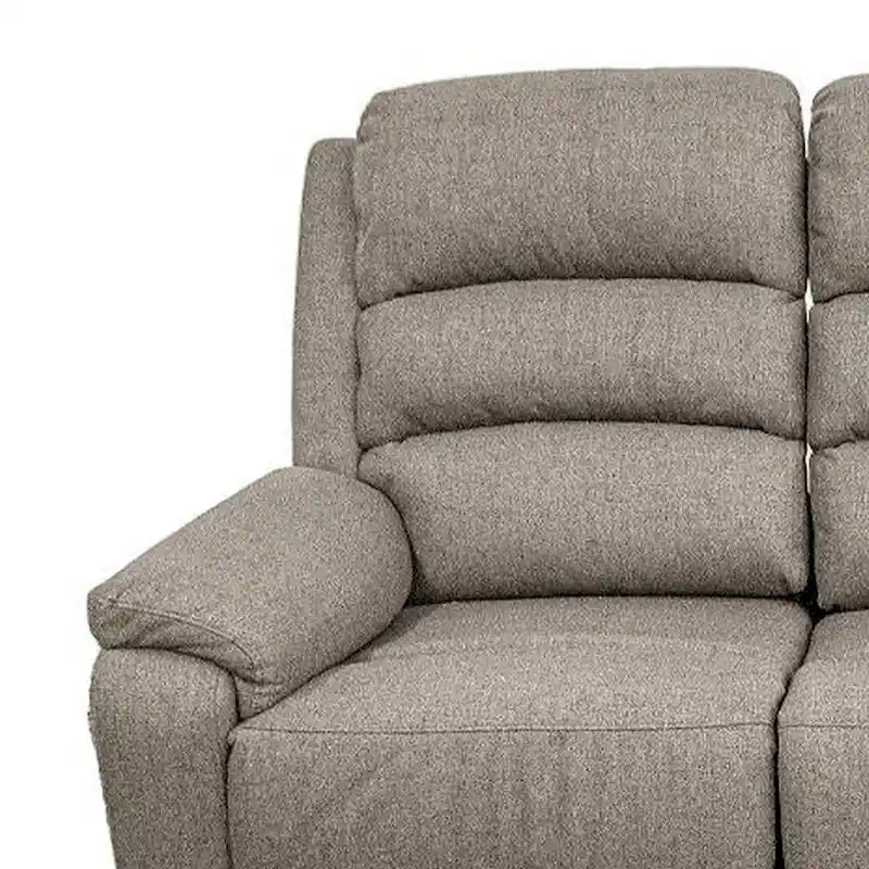 Canapé inclinable manuel de 74 pouces, 3 places, rembourrage en toile de jute marron, bois
