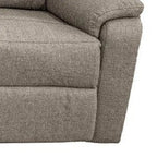 Canapé inclinable manuel de 74 pouces, 3 places, rembourrage en toile de jute marron, bois