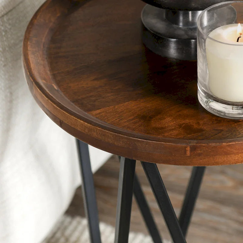 Table d'appoint Lamar en bois de manguier brun moyen