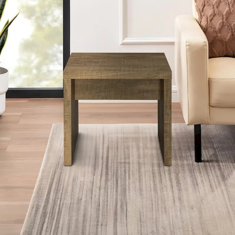Table d'appoint Nette de 61 cm avec marques de scie brutes, bois, marron naturel