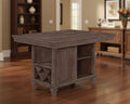 Edward 54 Inch Counter Height Dining Table, Wine Rack, Wood, Warm Brown