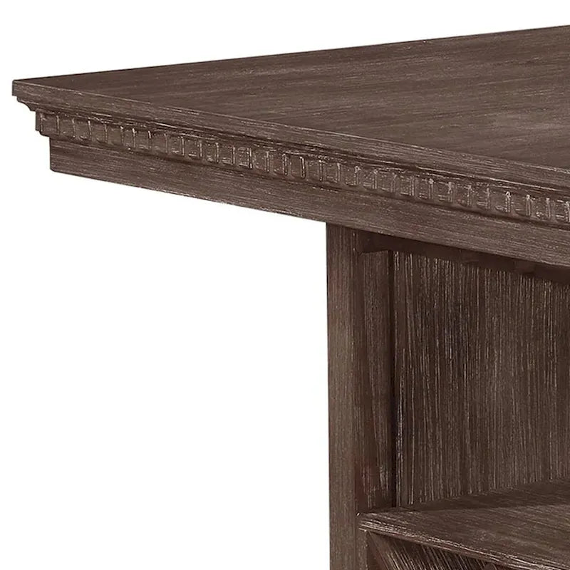 54 Inch Counter Height Dining Table, Wine Rack, Wood, Warm Brown