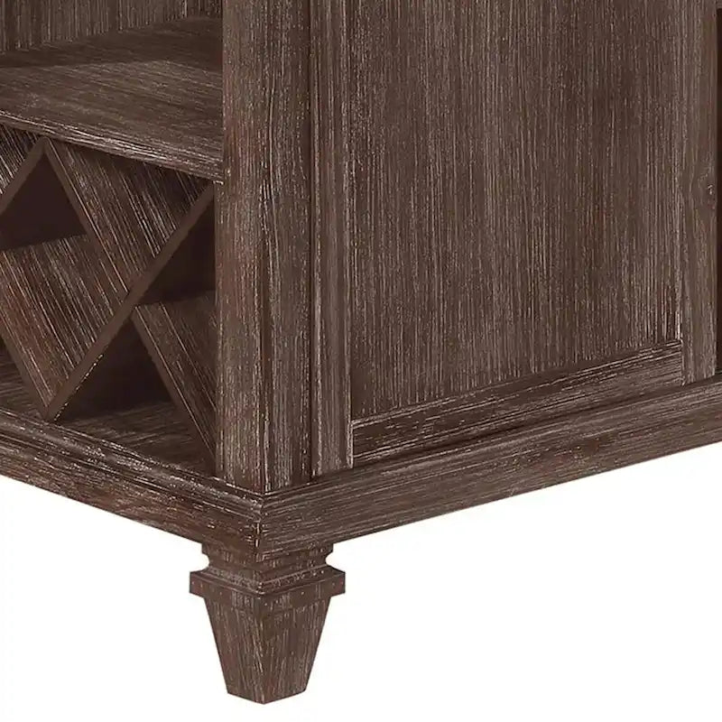 54 Inch Counter Height Dining Table, Wine Rack, Wood, Warm Brown