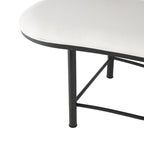 Banc de maison ovale rembourré abstrait en métal avec cadre en métal noir et dossier en corde - Blanc